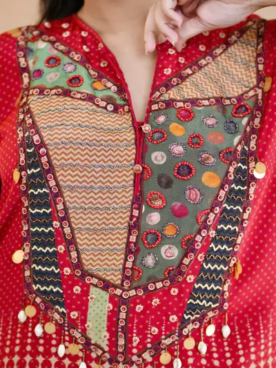 Red Printed Coord Suit - 6