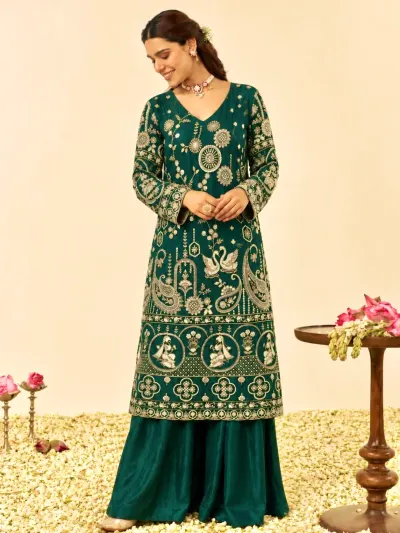 Green Heavy Ethnic Co-Ord-3