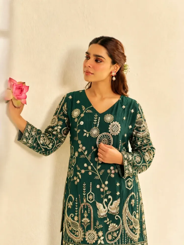 Green Heavy Ethnic Co-Ord-1