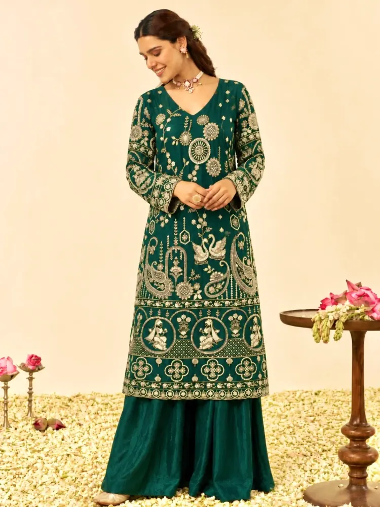 Green Heavy Ethnic Co-Ord-2