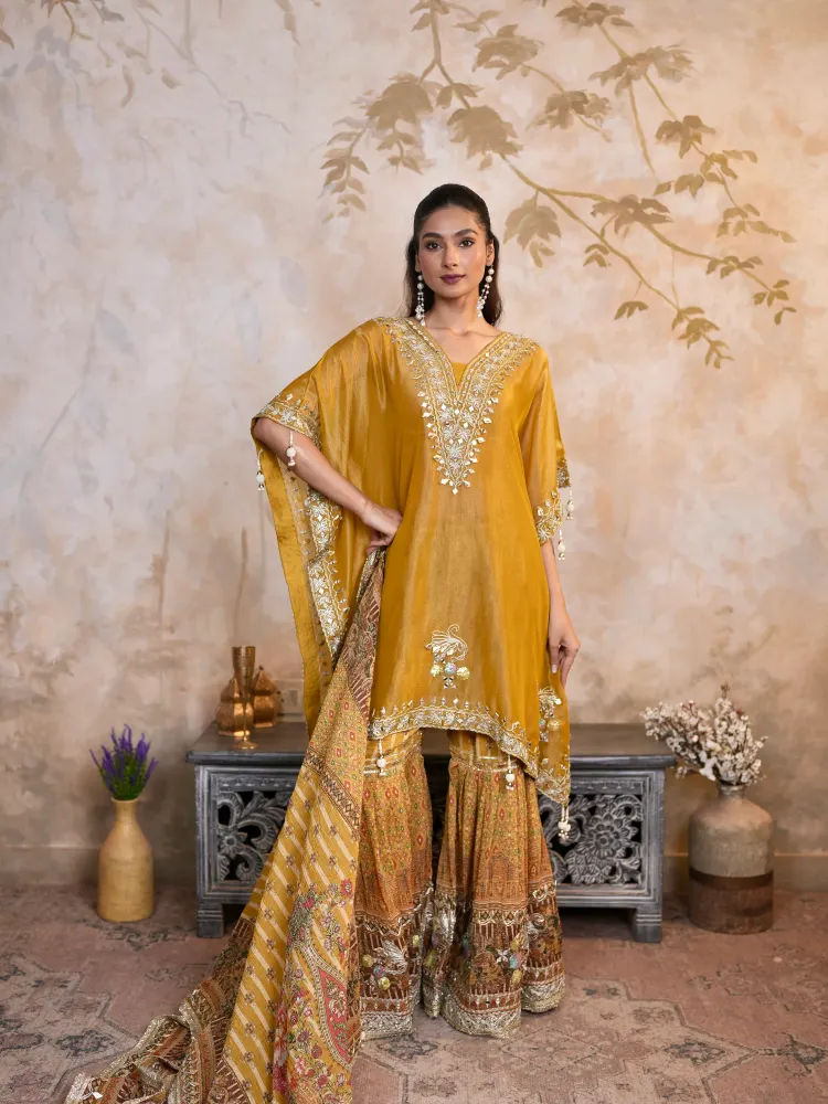 MUSTARD YELLOW SHARARA SUIT - 2