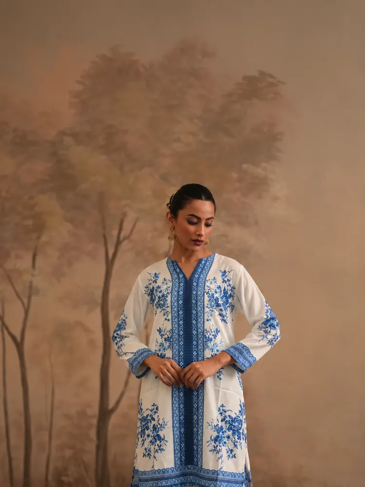 Ivory Floral Printed Co-ord Set-0