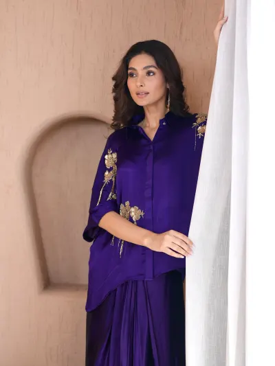 Purple Indo Western Party Wear Set-5
