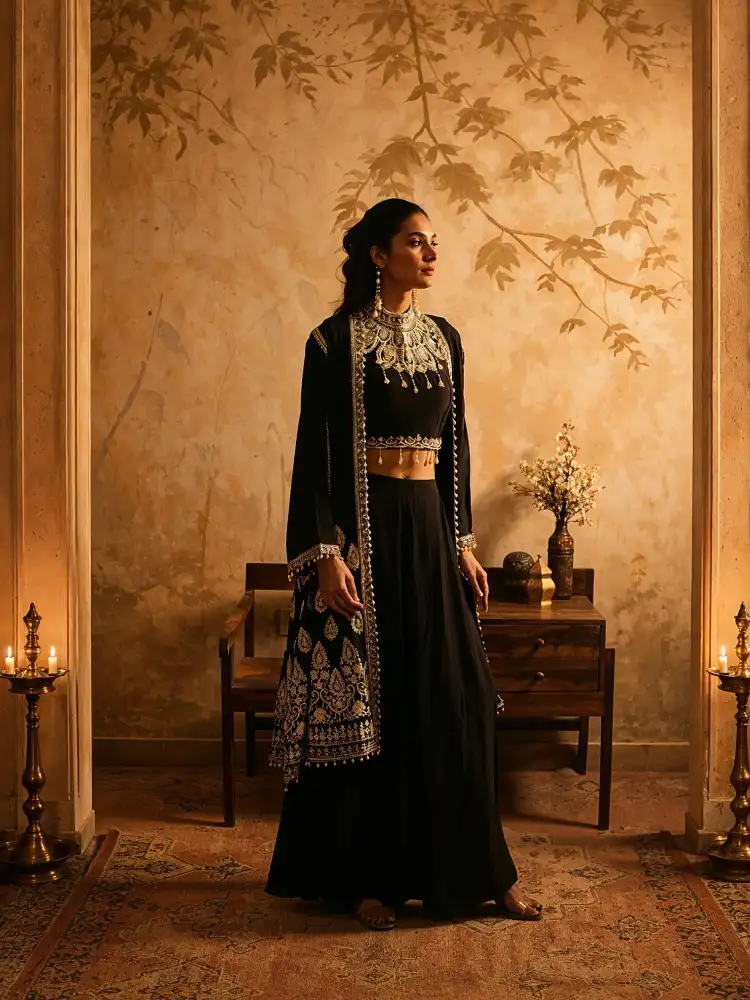 Black Indo Western Women's - View 1