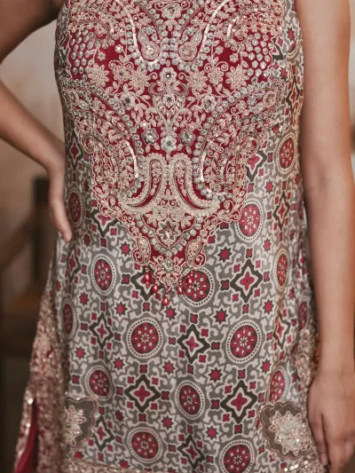 Maroon Printed Gharara Suit-2