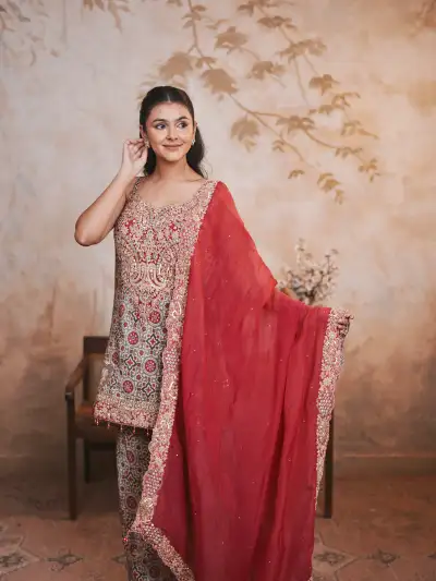 Maroon Printed Garara Suit - 5
