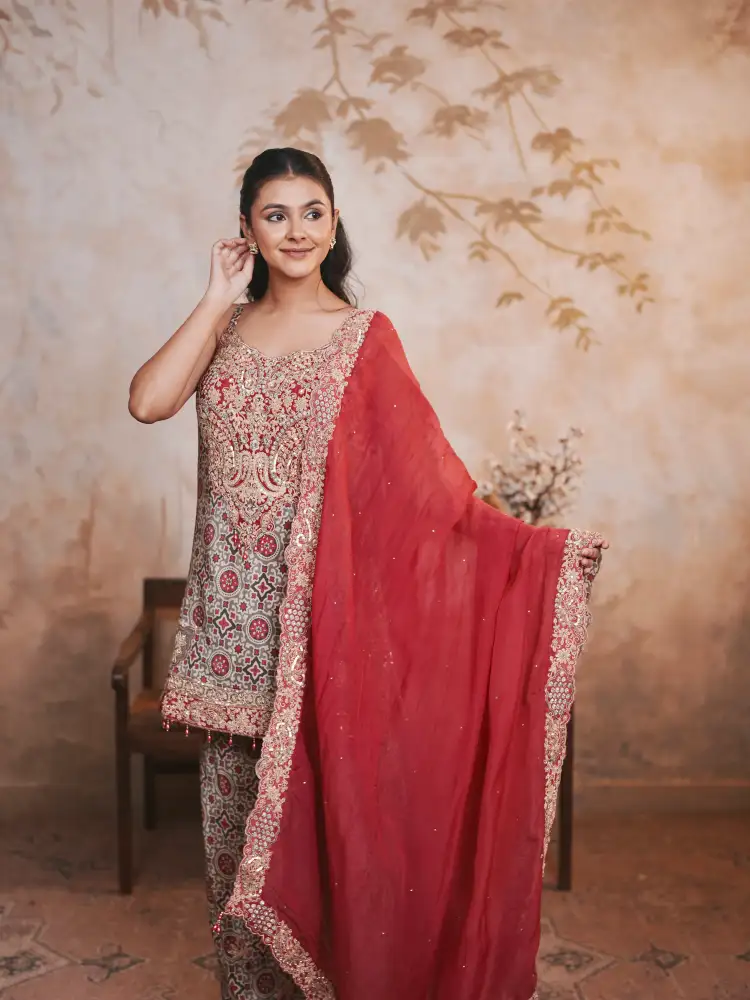 Maroon Printed Garara Suit - Image 5