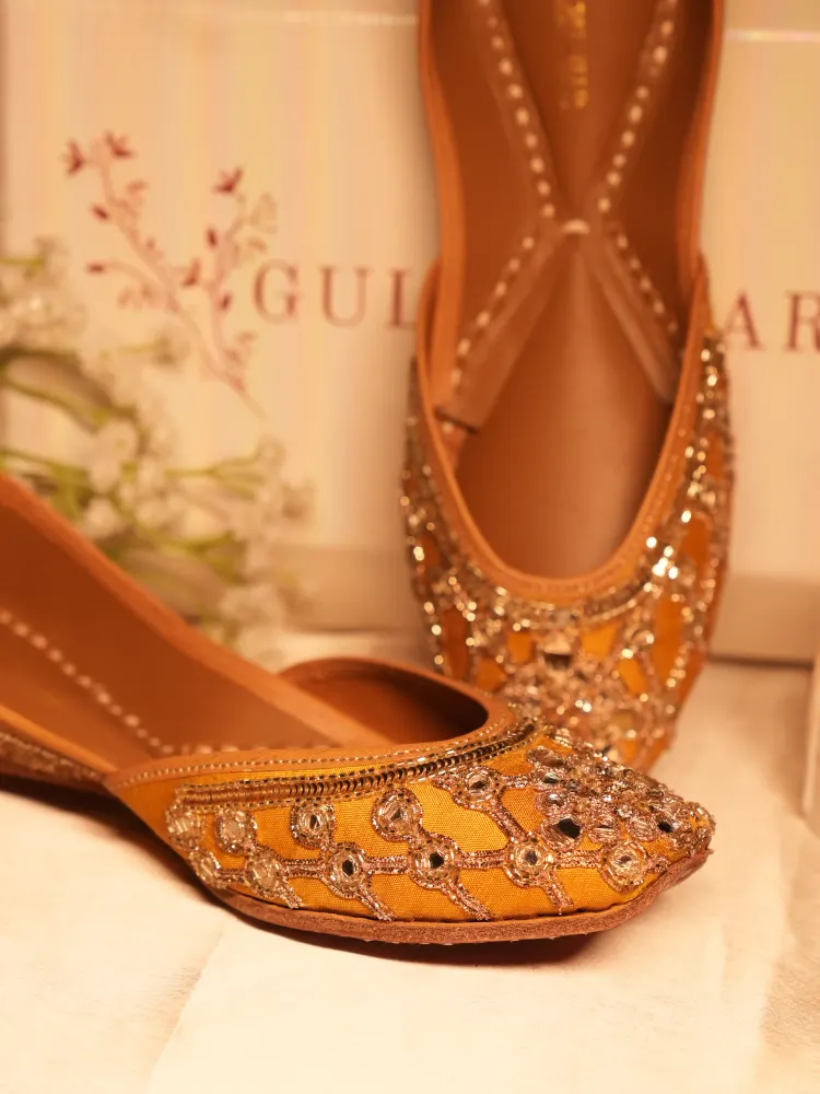 Mustard Mirror Jutti for Women-3