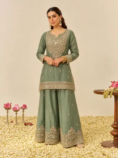 Sage Green Festive Suit-4