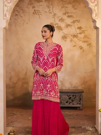 Rani Pink Sharara Suit - 1