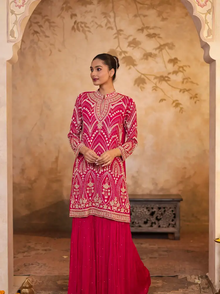 Rani Pink Sharara Suit - View 1