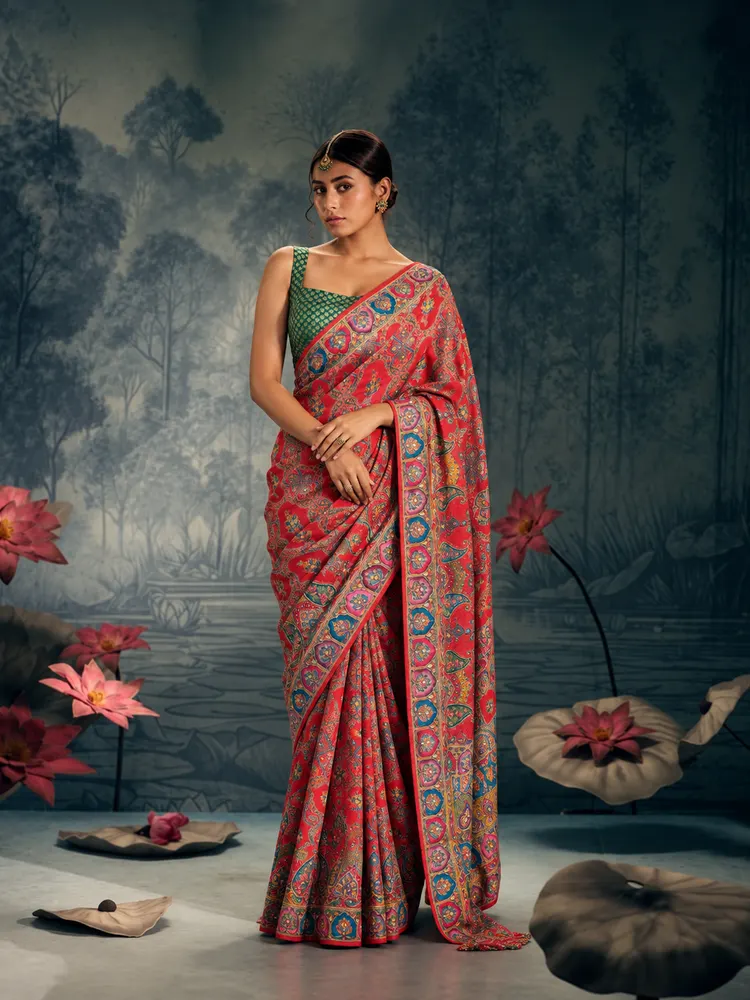 Festive Red Art Silk Saree-0