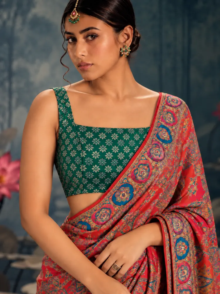 Festive Red Art Silk Saree-1