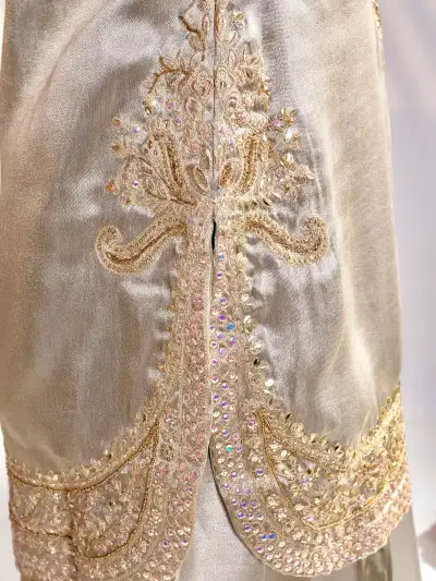 Embroidered Silk Kurta Farshi Salwar Suit Set with Dupatta - 6