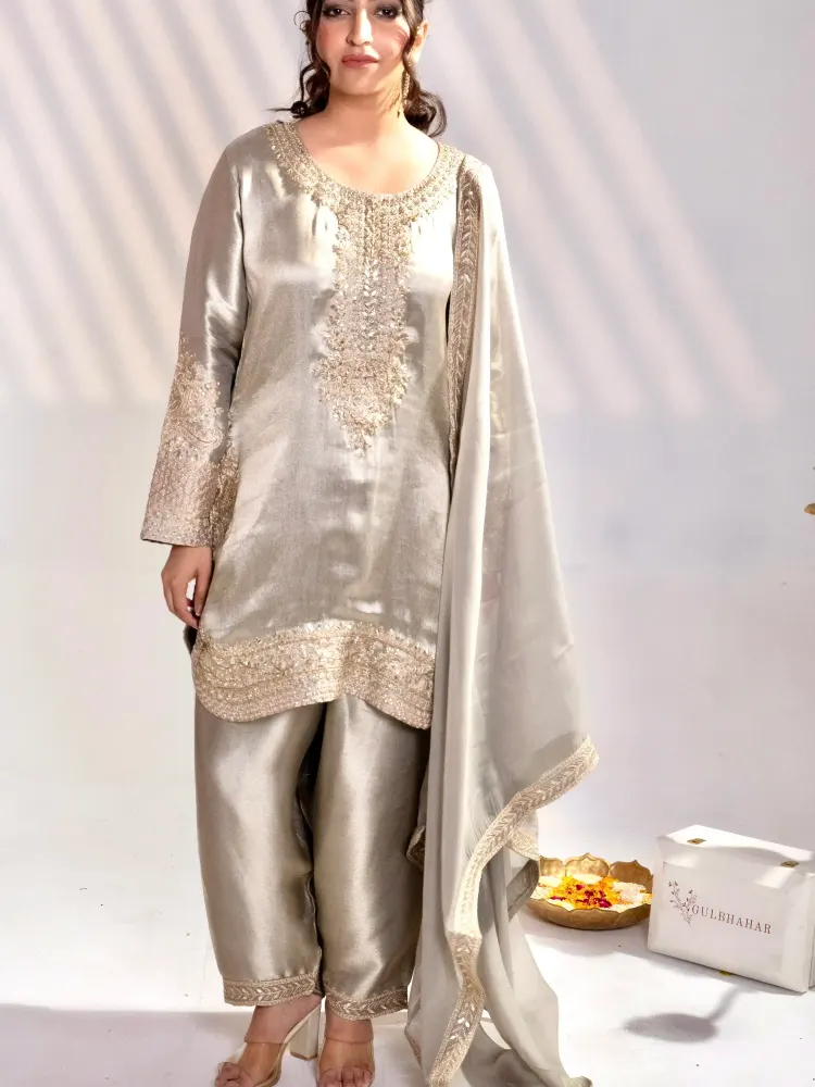 SILVER GREY DESIGNER SUIT - 2