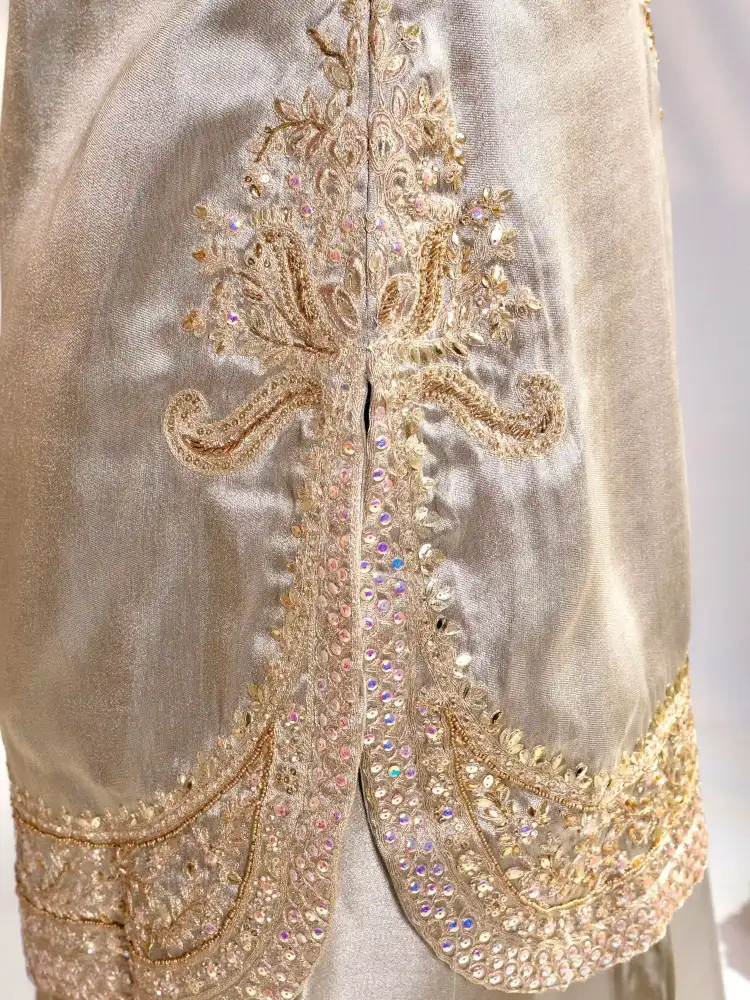 Embroidered Silk Kurta Farshi Salwar Suit Set with Dupatta - Image 6