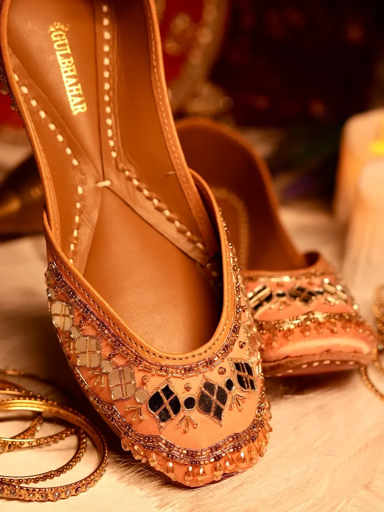 Peach Punjabi Jutti for Women-0