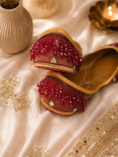Maroon Mirror Bridal Jutti-1
