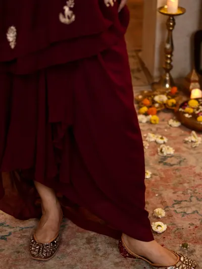 Maroon Mirror Bridal Jutti-4