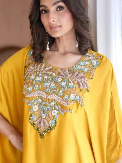 Yellow Kaftan Suit Women-4