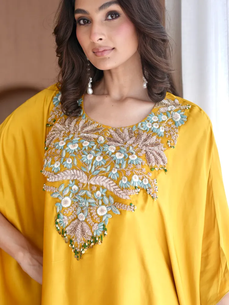 Yellow Kaftan Suit Women-4