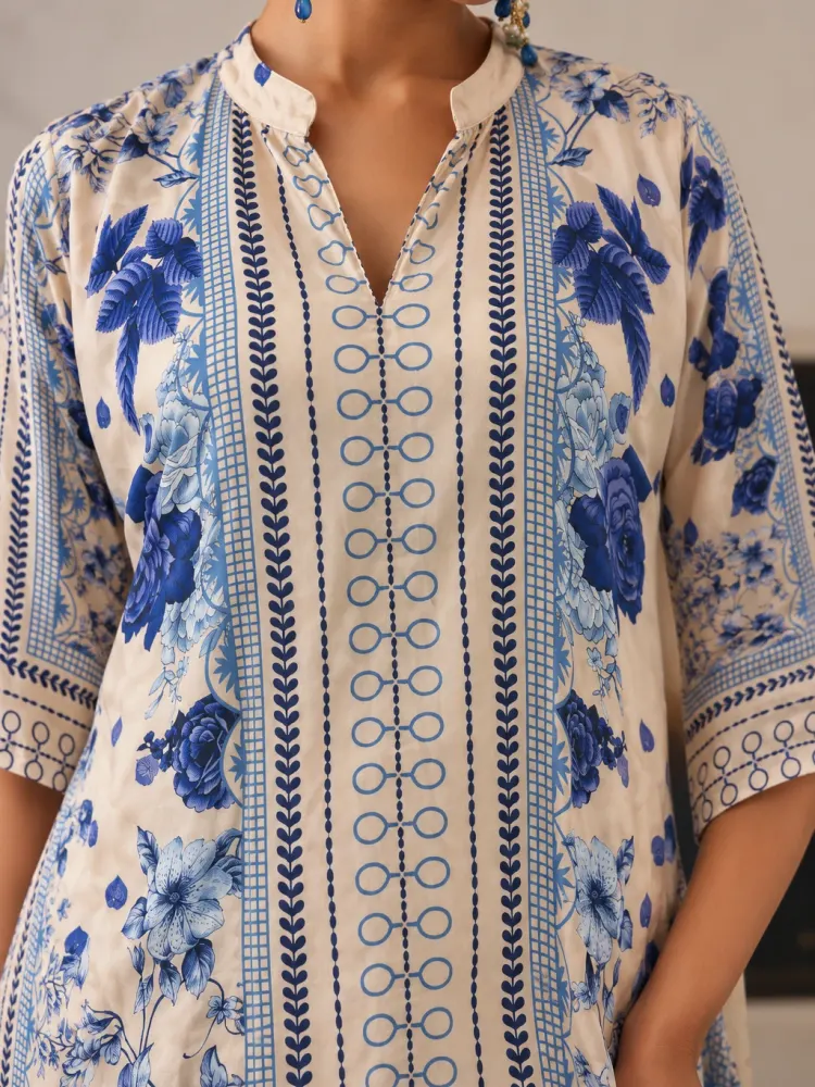 Ivory Blue Print Co-ord Set-2