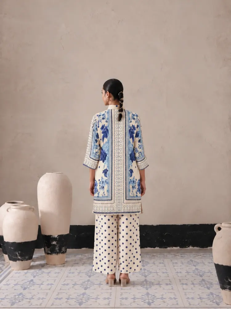 Ivory Blue Print Co-ord Set-3