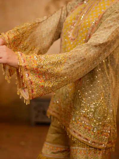 Mustard Printed Sharara Suit - 3