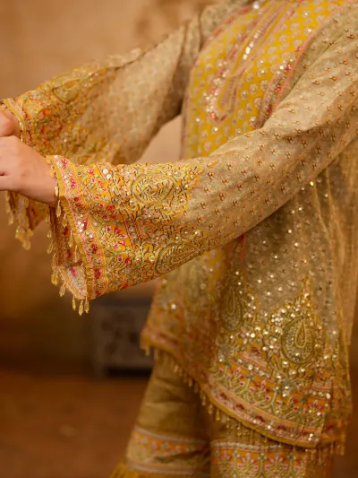 Mustard Printed Sharara Suit-4