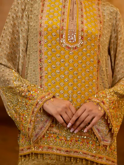Mustard Printed Sharara Suit-2