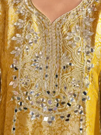 Mirror Work A-Line Kurti with Farshi Salwar & Dupatta - 4