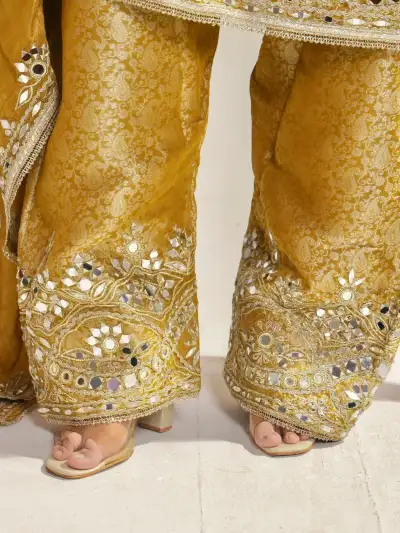 Mirror Work A-Line Kurti with Farshi Salwar & Dupatta - 5