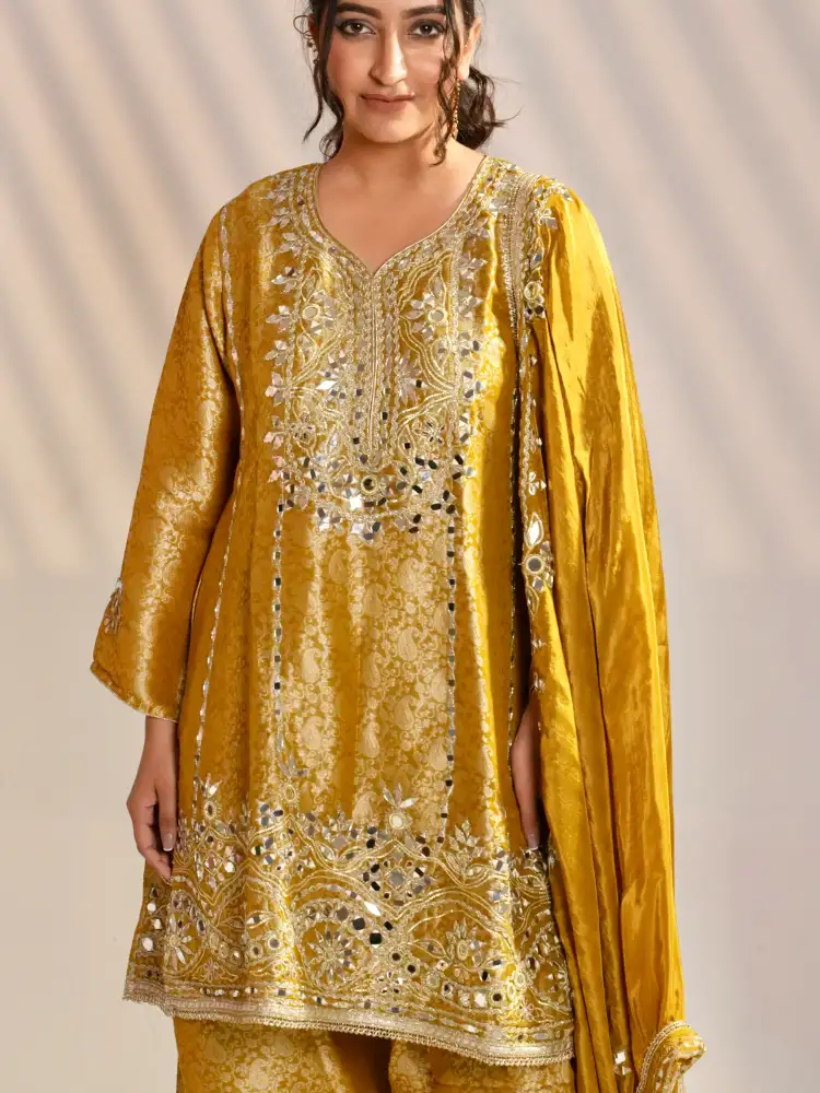 Mirror Work A-Line Kurti with Farshi Salwar & Dupatta thumbnail 3