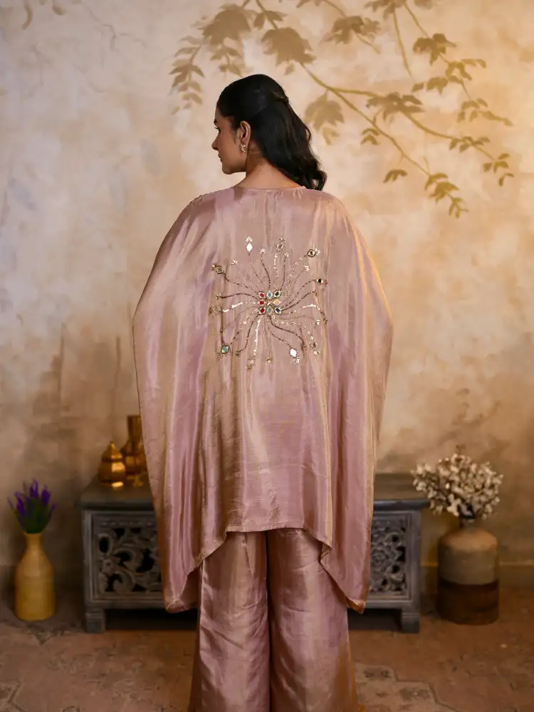 Satin Silk Blend Embellished Cape-Style Co-Ord Set  thumbnail 5