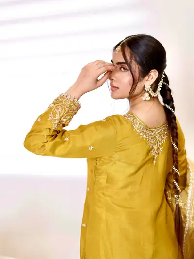 Mustard Yellow Ethnic Kurti Gharara Set with Dupatta - 5