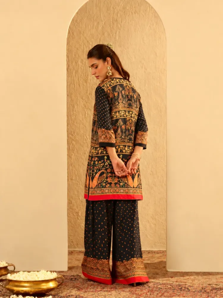 Ajrakh Print Black Suit-1