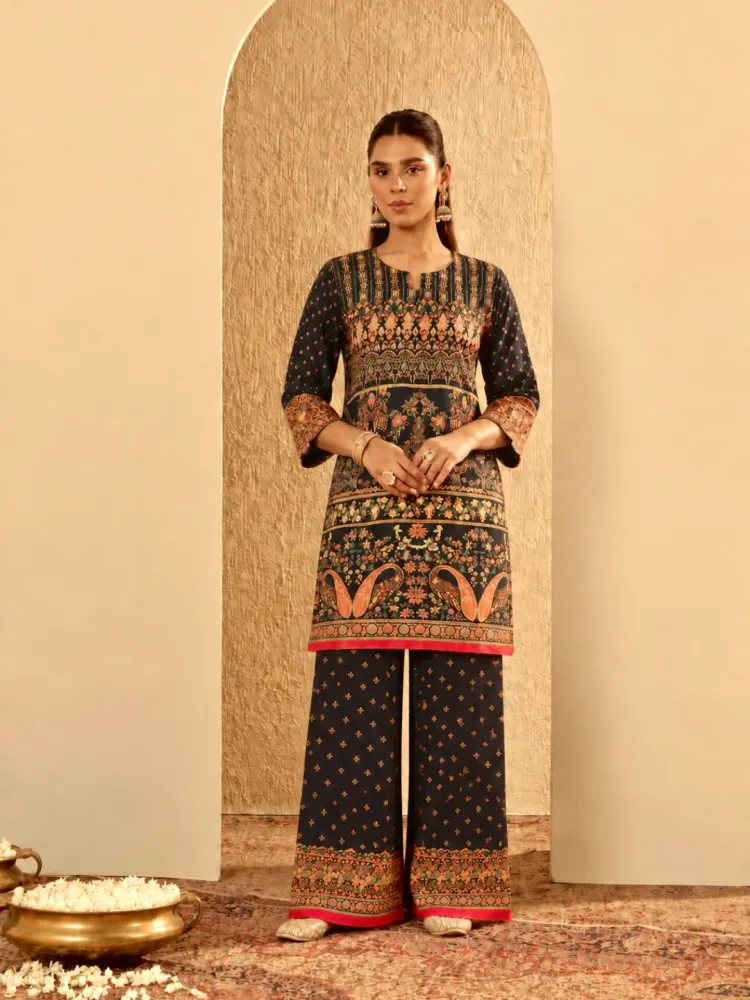 Ajrakh Print Black Suit-3