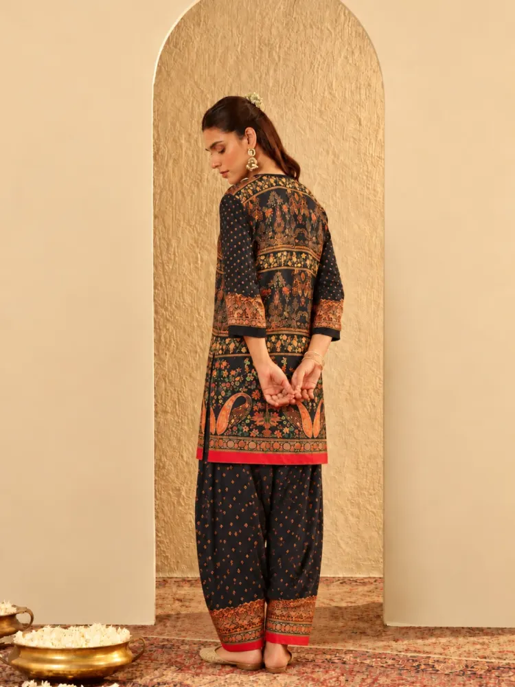 Ajrakh Print Dark Blue Suit-3