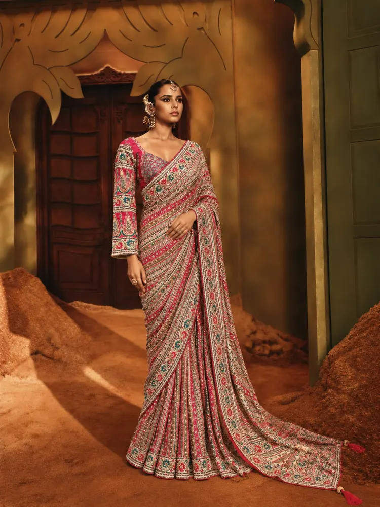 Chinon Designer Multicolour Saree-0