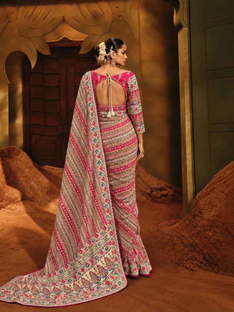 Chinon Designer Multicolour Saree-2