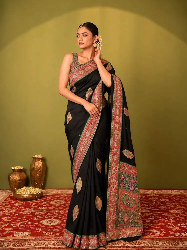 Festive Black Art Silk Saree-2