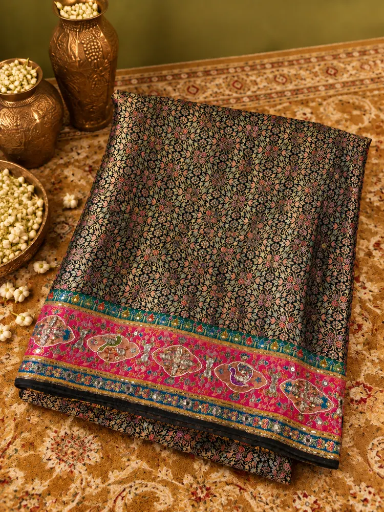 Festive Black Art Silk Saree-3