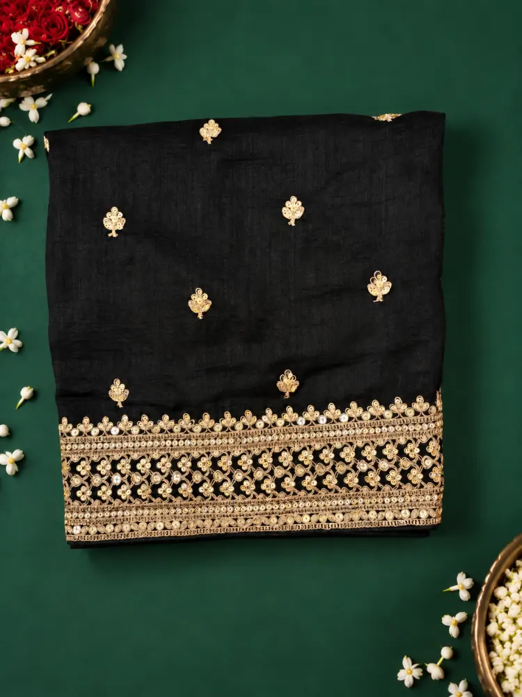 Black Dola Silk Bridal Saree-3