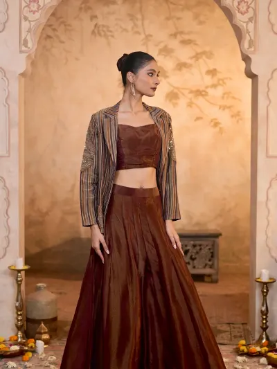 Maroon Palazzo Set Women-1