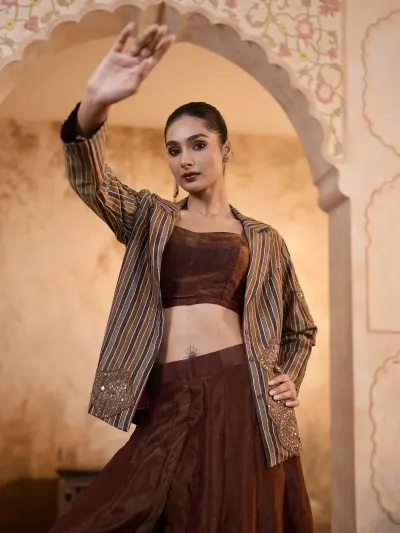 Maroon Palazzo Set Women-3