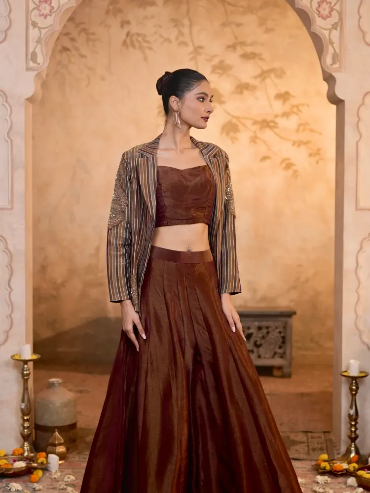 MAROON PALAZZO SET WOMEN - 2