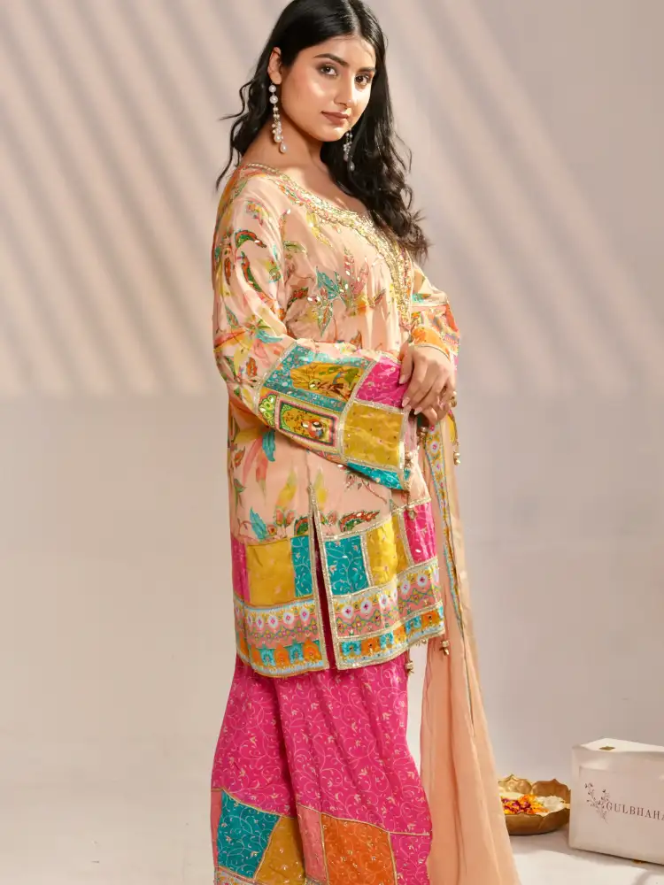 Embroidered Kurta Farshi Salwar Set with Dupatta thumbnail 3