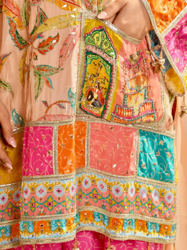 Embroidered Kurta Farshi Salwar Set with Dupatta thumbnail 5