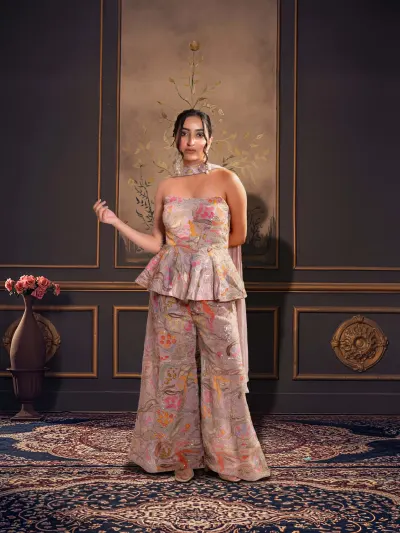 Blush Corset Palazzo Set-0