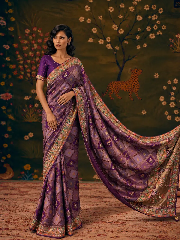 Royal Purple Art Silk Saree-0